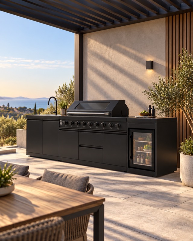 Nova Assado outdoor kitchen on a contemporary patio